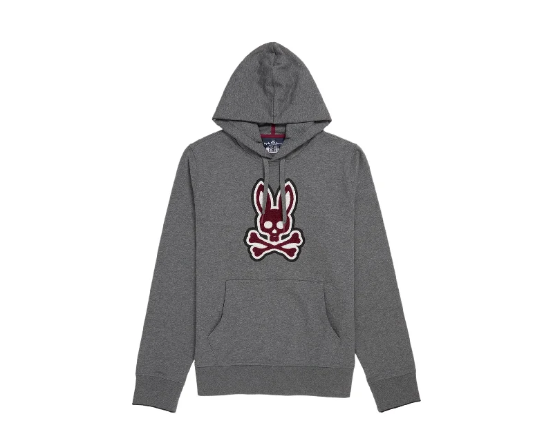 Psycho Bunny Patchin Chenille Bunny Logo Grey Men's Hoodie B6H849U1FT-HST