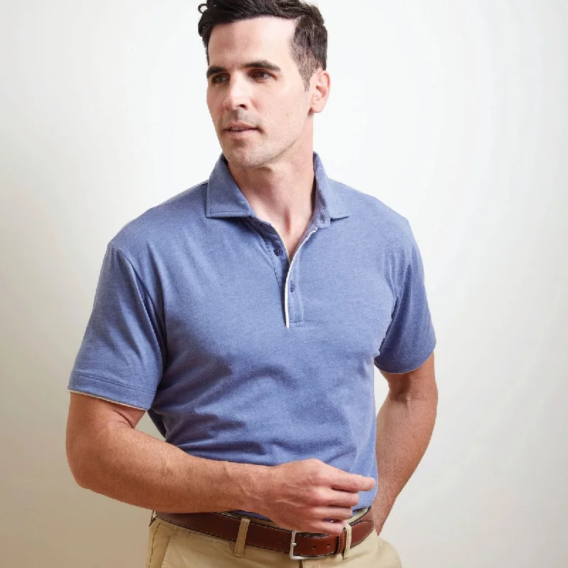 Pacific Grove Contrast Tipped Polo in Denim Blue Mix by Left Coast Tee