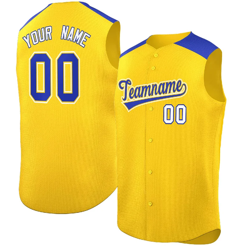 Custom Gold Royal Personalized Classic Authentic Sleeveless Baseball Jersey