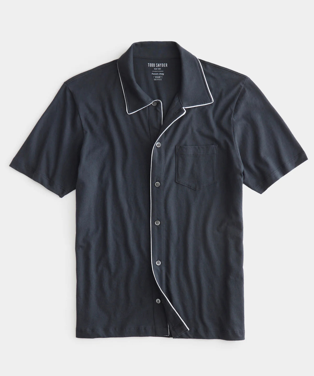 TODD SNYDER MONTAUK TIPPED FULL PLACKET POLO IN RAILINGS