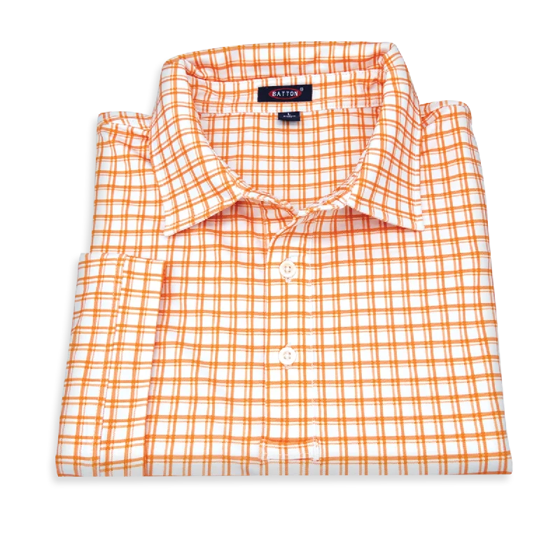 'Tennessee' Tangerine and White Check Performance Polo by Batton