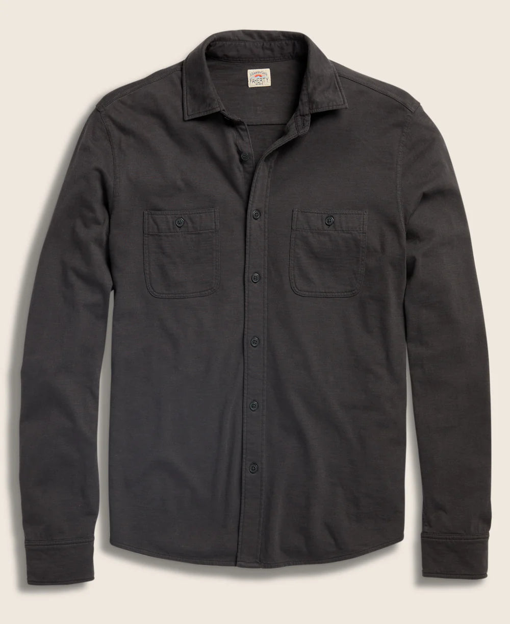 FAHERTY SUNWASHED KNIT SHIRT WASHED BLACK