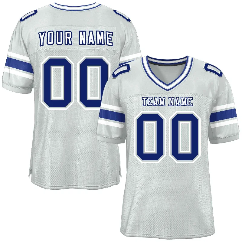 Custom Silver Personalized Classic Authentic Football Jersey