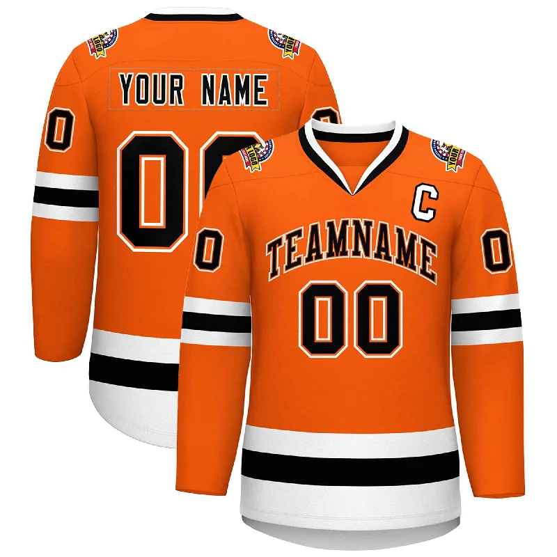 Custom Orange Black Orange-White Classic Style Hockey Jersey