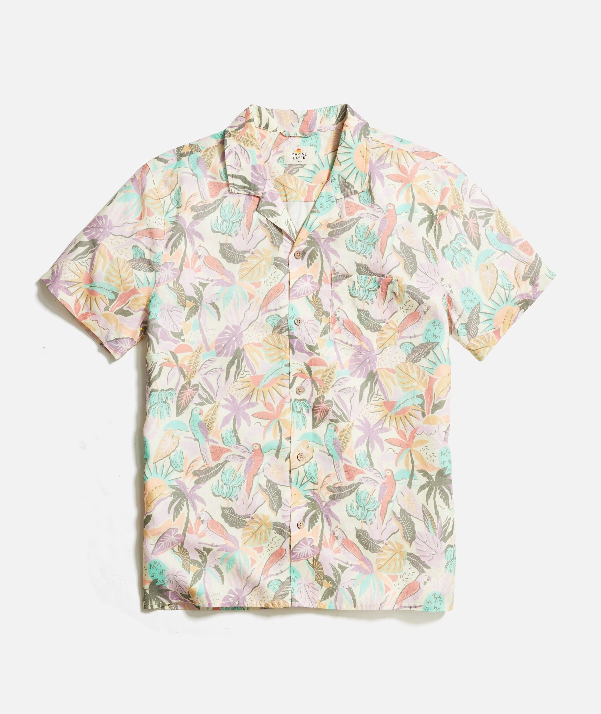 MARINE LAYER TENCEL LINEN RESORT SHIRT IN BRIGHT CABANA