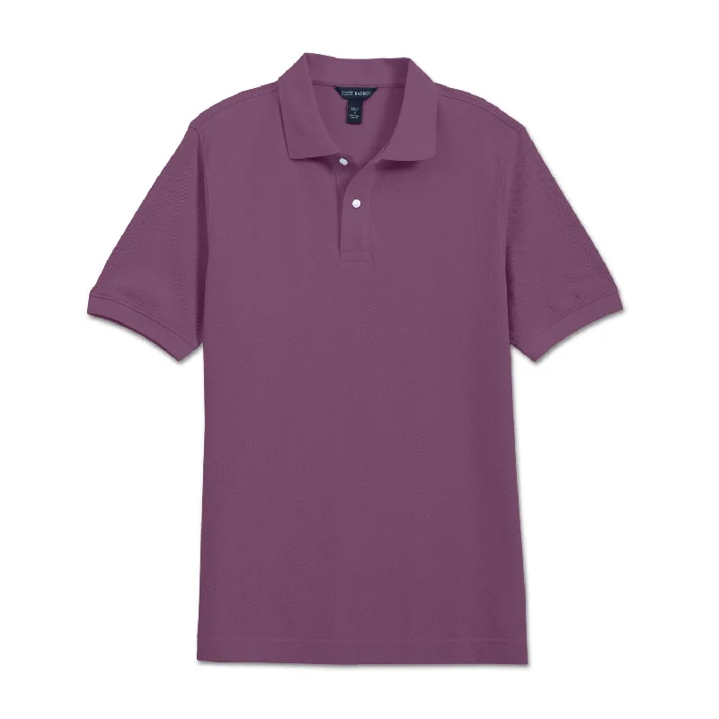 Pima Pique Short Sleeve Two-Button Polo in Grape by Scott Barber