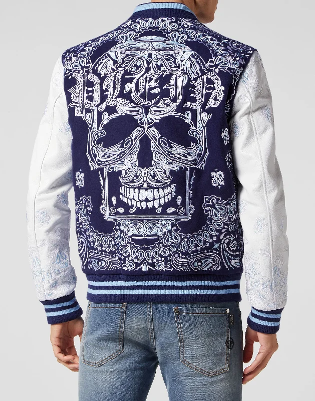 Wool and Leather Bomber Paisley Foulard