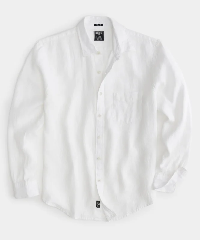 TODD SNYDER CLASSIC FIT SEA SOFT IRISH LINEN SHIRT IN WHITE