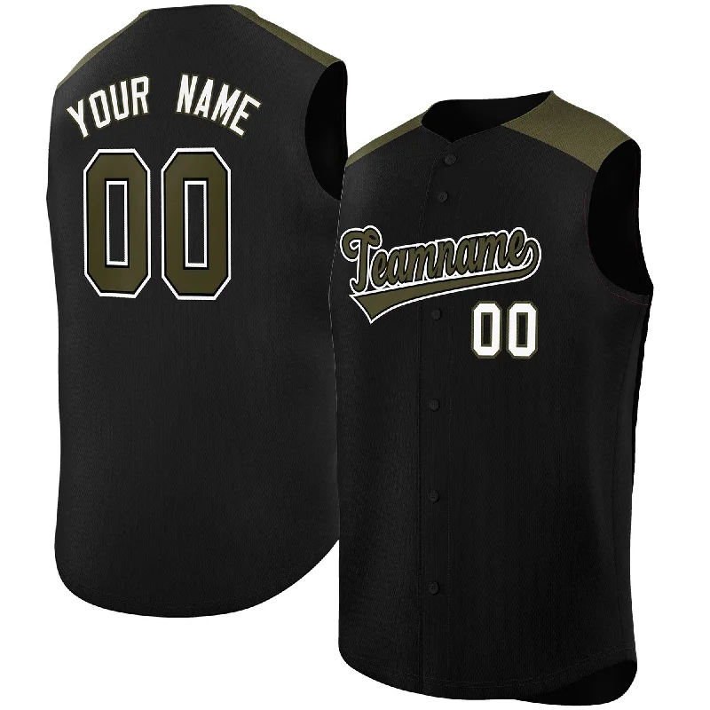 Custom Black Olive Personalized Classic Authentic Sleeveless Baseball Jersey