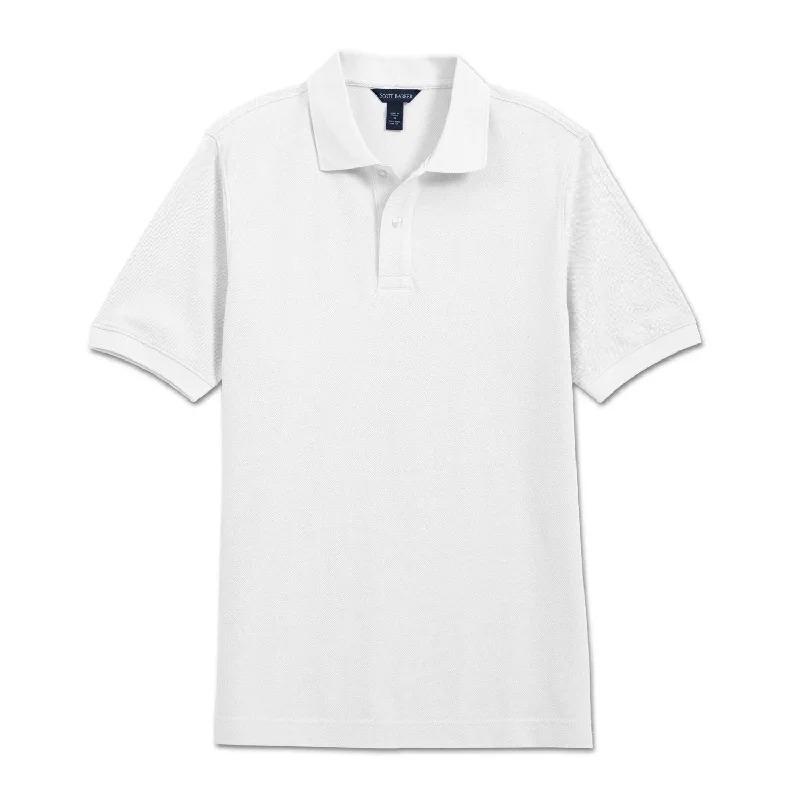 Pima Pique Short Sleeve Two-Button Polo in White by Scott Barber