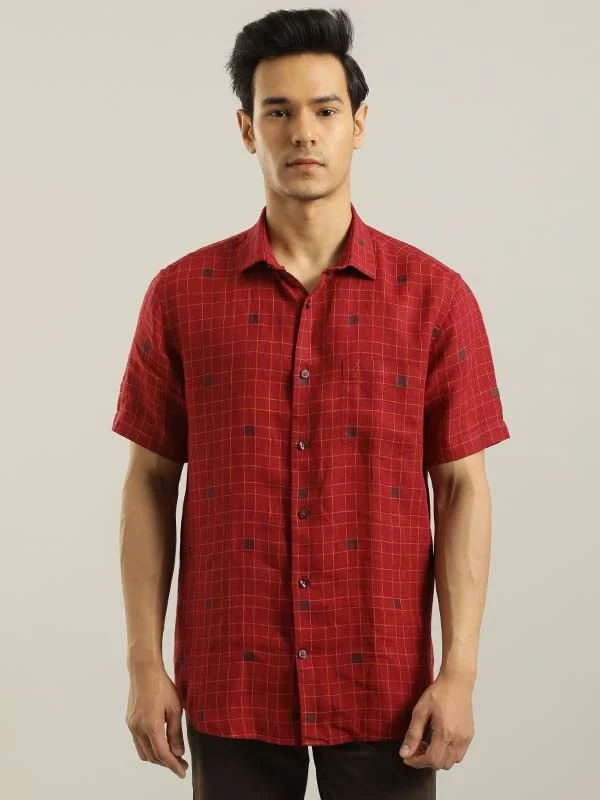 Men Checked Half Sleeve Cotton Shirt