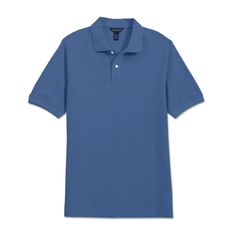 Pima Pique Short Sleeve Two-Button Polo in Country Blue (Size Large) by Scott Barber