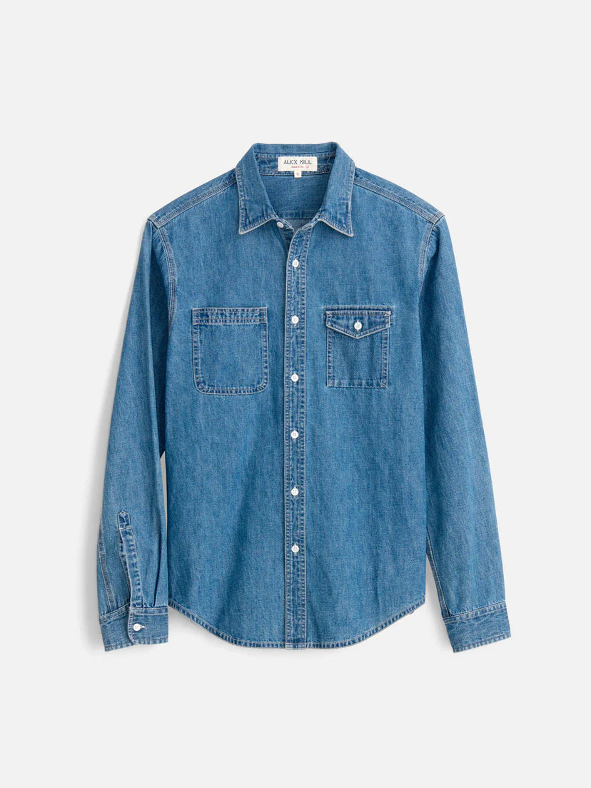 ALEX MILL WORK SHIRT IN WASHED DENIM