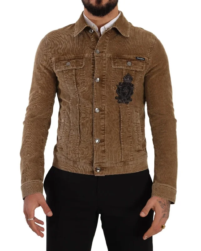 Dolce & Gabbana Elegant Corduroy Logo Men's Jacket