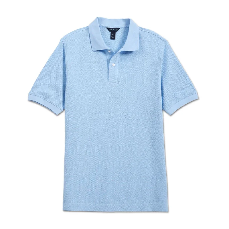 Pima Pique Short Sleeve Two Button Polo in Sky Blue by Scott Barber