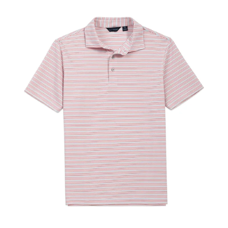 Gradient Stripe Tech Polo in White, Nantucket Red, and Sky by Scott Barber