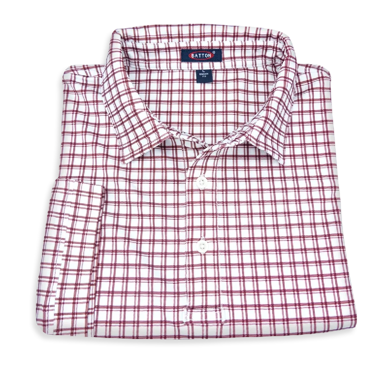 'Alabama Red' Crimson Check Performance Polo by Batton