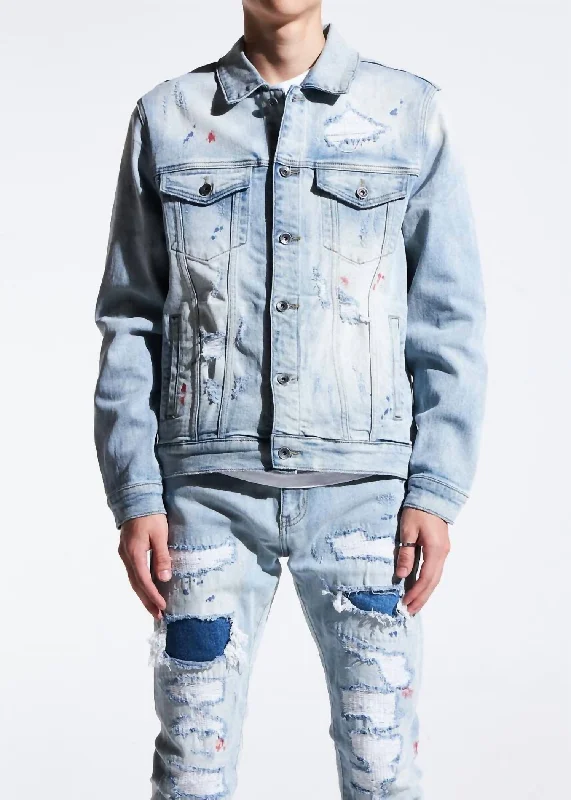 Men's Bering Denim Jacket In Light Patchwork