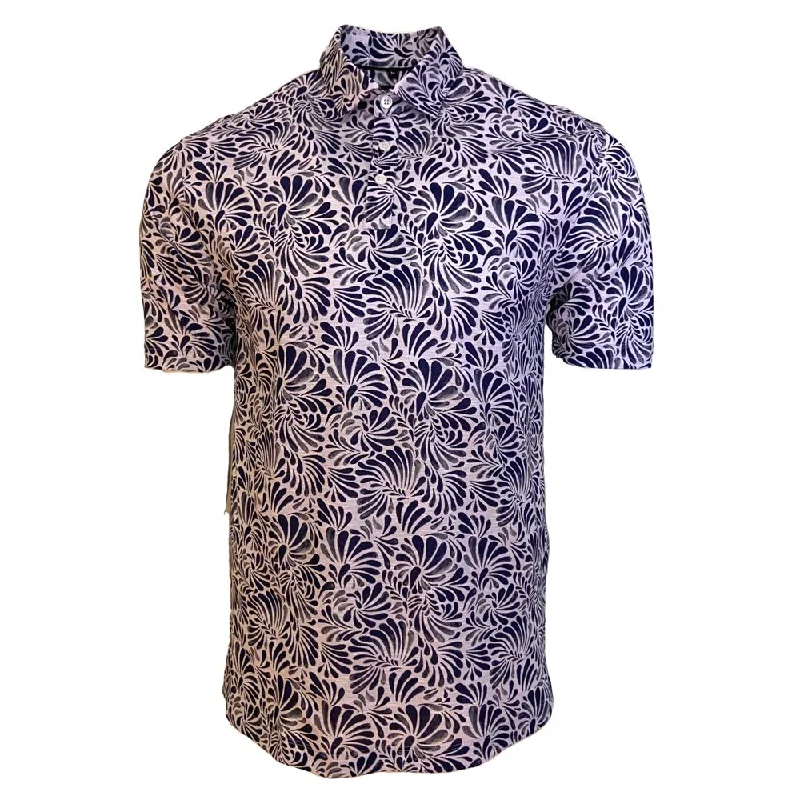 Flower Print Cotton Polo in Mauve and Blue by Viyella