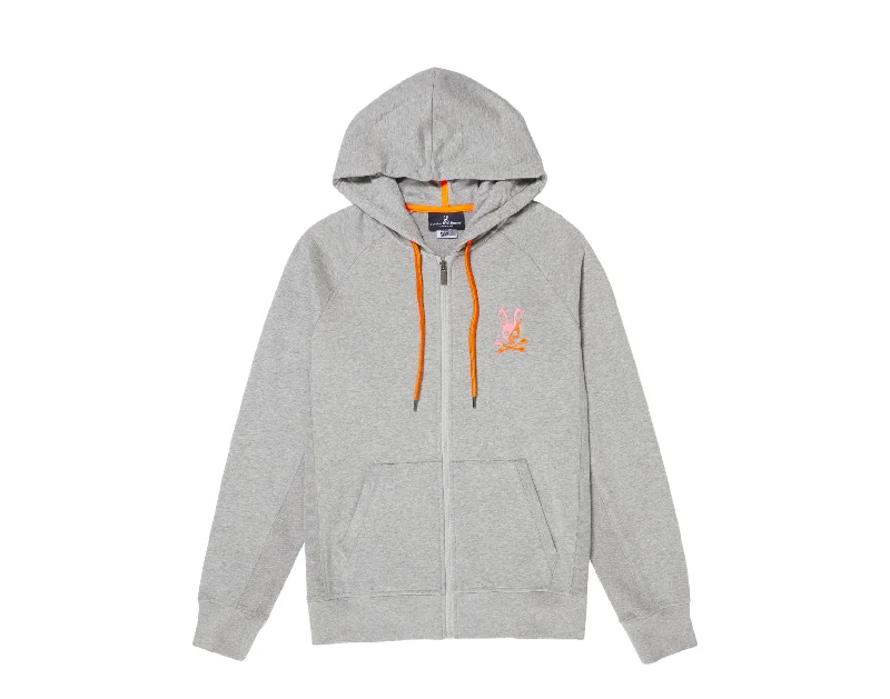 Psycho Bunny Drake Zip-Up Heather Grey/Orange Men's Hoodie B6H972L1FT-HGY