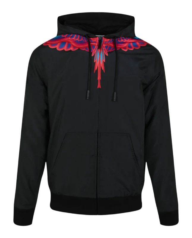 Curved Wings-Print Hoodie