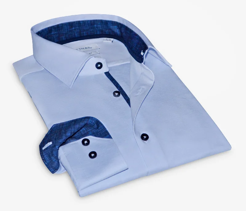 Ralph Super Stretch Button-Up Shirt With Contrast Details // Blue // Tailored Fit (Fitted)