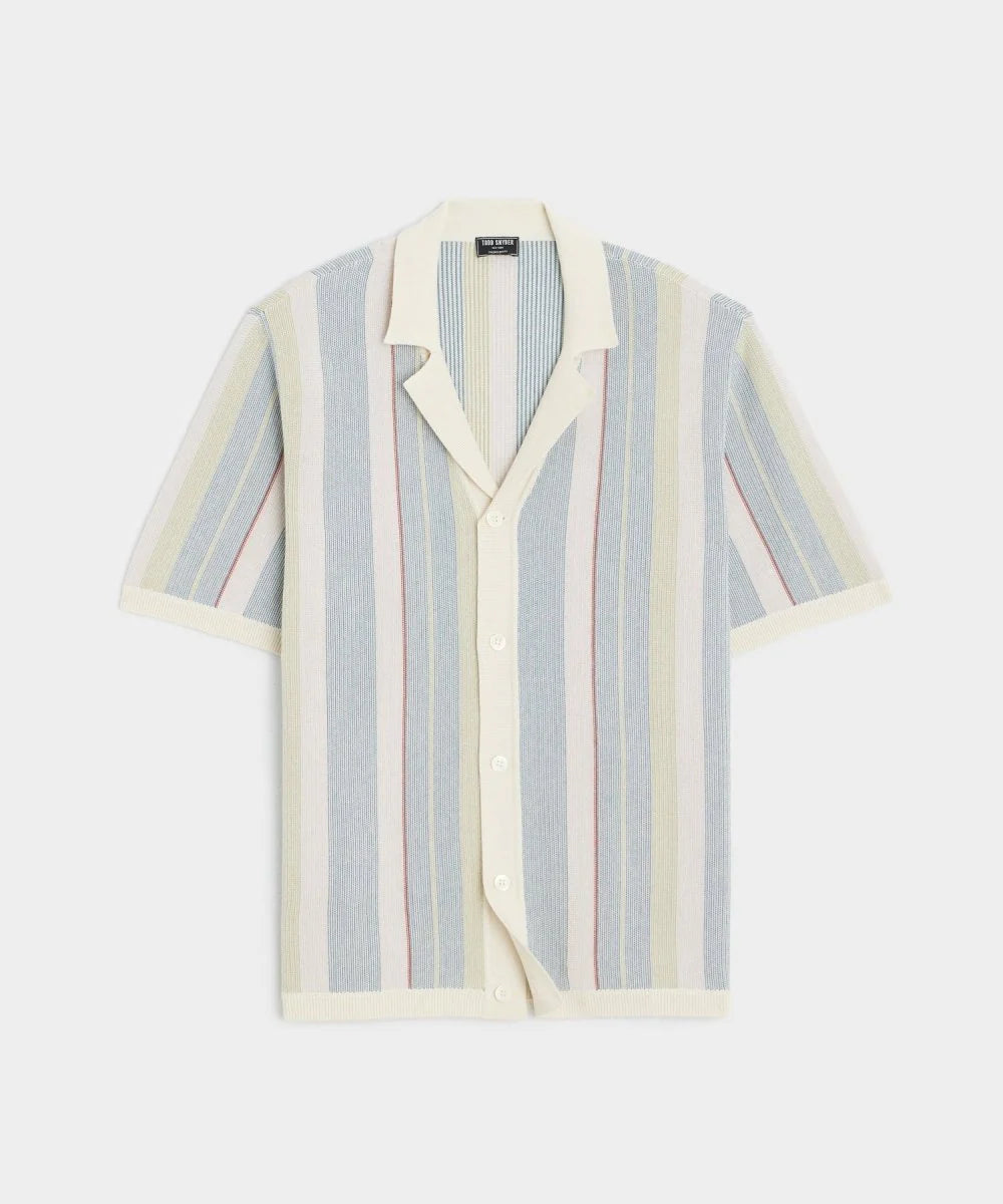 TODD SNYDER COTTON SILK STRIPE BUNGALOW POLO IN DUSTY LAVENDER