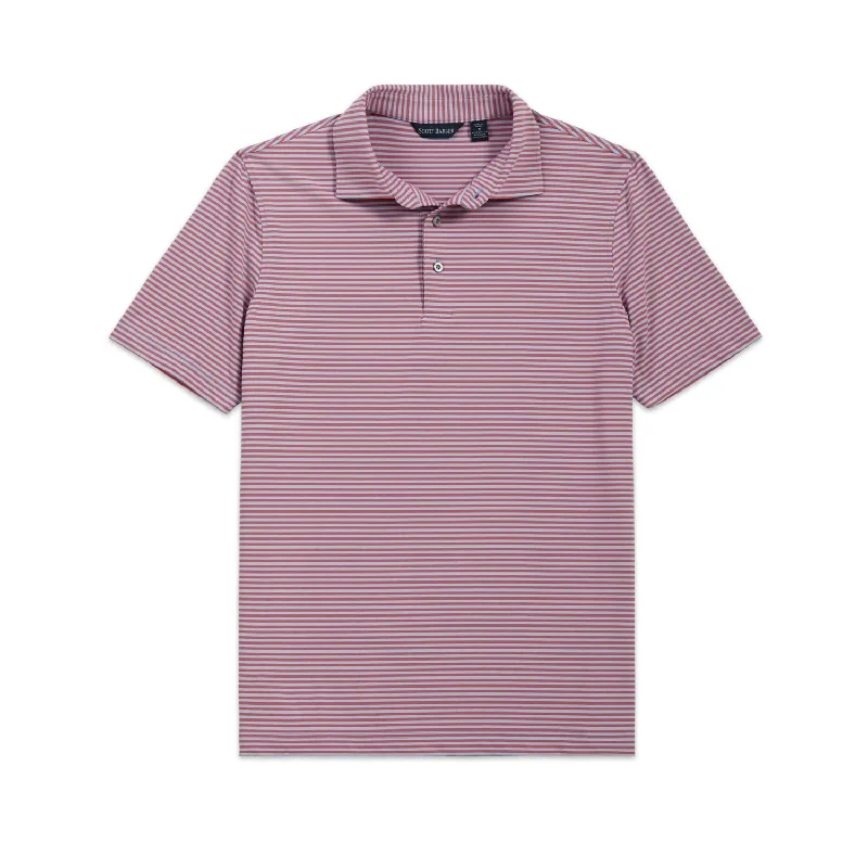 Prep Stripe Tech Polo in Nantucket Red by Scott Barber