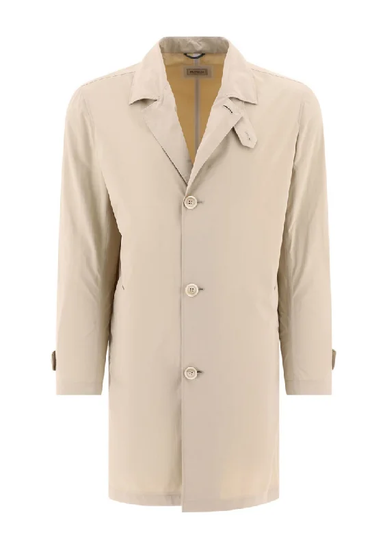 Brunello Cucinelli Men's Buttoned Trench Coat in Beige