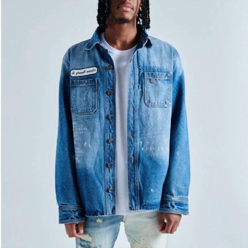 Men's Mentirosa Button Up Denim Jacket In Medium Blue