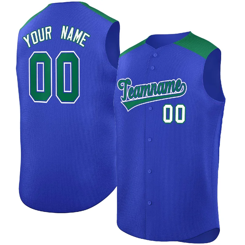 Custom Royal Kelly Green Personalized Classic Authentic Sleeveless Baseball Jersey