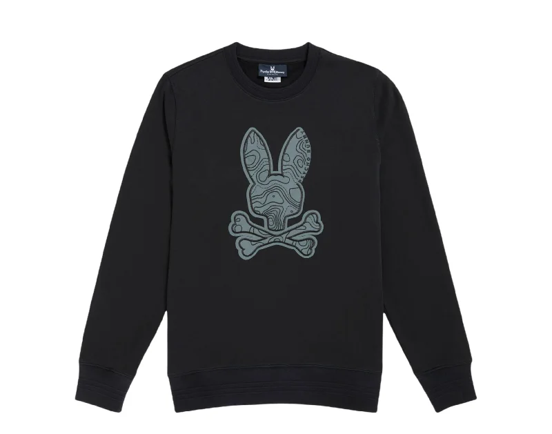 Psycho Bunny Dixon Logo Black Men's Crew Neck Sweatshirt B6S440R1FT-BLK