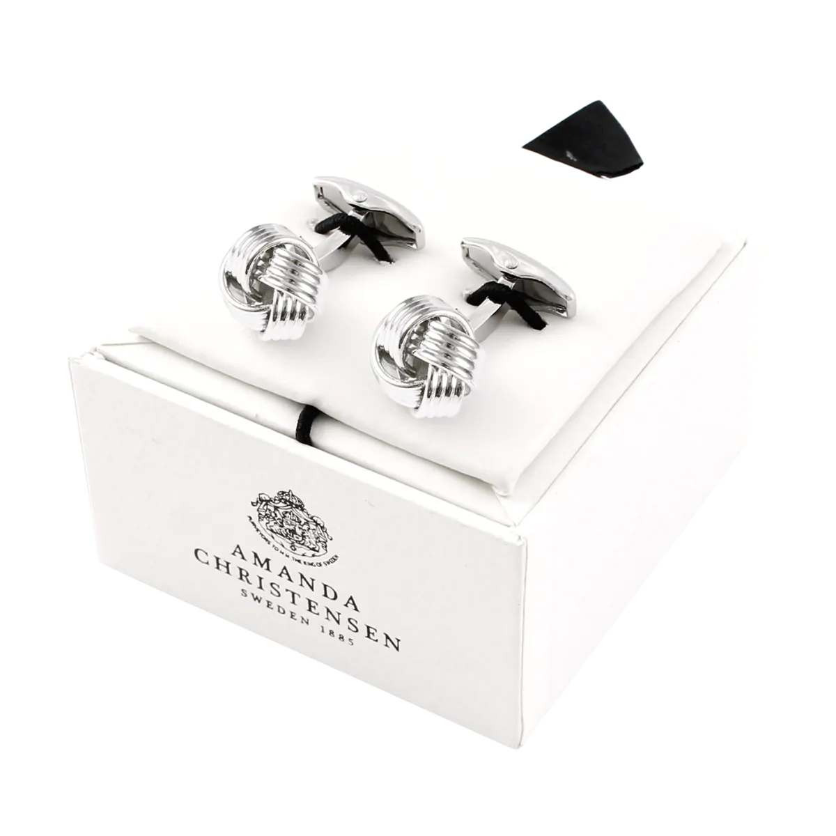 Ridged Knot Design White Copper-Plated Solid Brass Cufflinks by House of Amanda Christensen