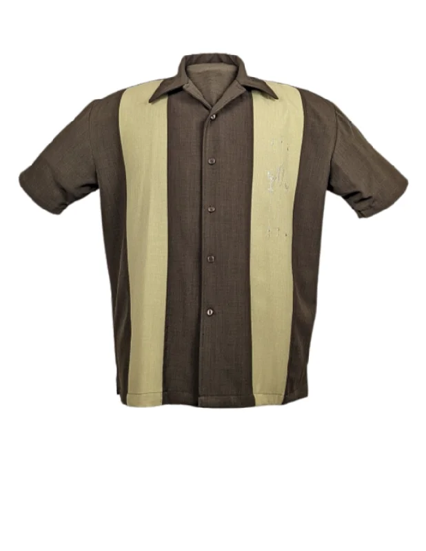 The Shake Down Bowling Shirt in Coffee/Moss