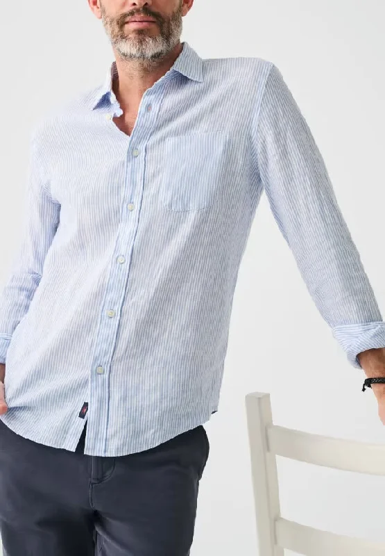 FAHERTY LINEN LAGUNA SHIRT IN SUMMER CLASSIC STRIPE