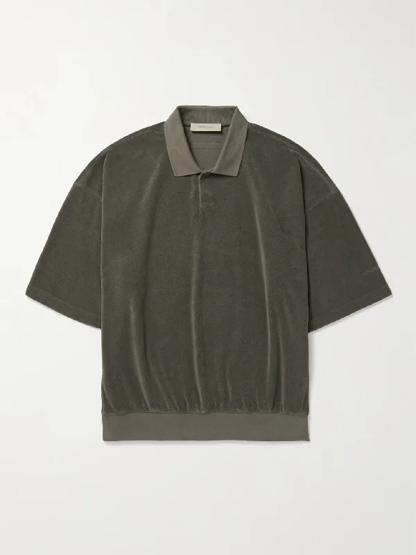 FEAR OF GOD SHORT SLEEVE TERRY POLO IN OFF BLACK