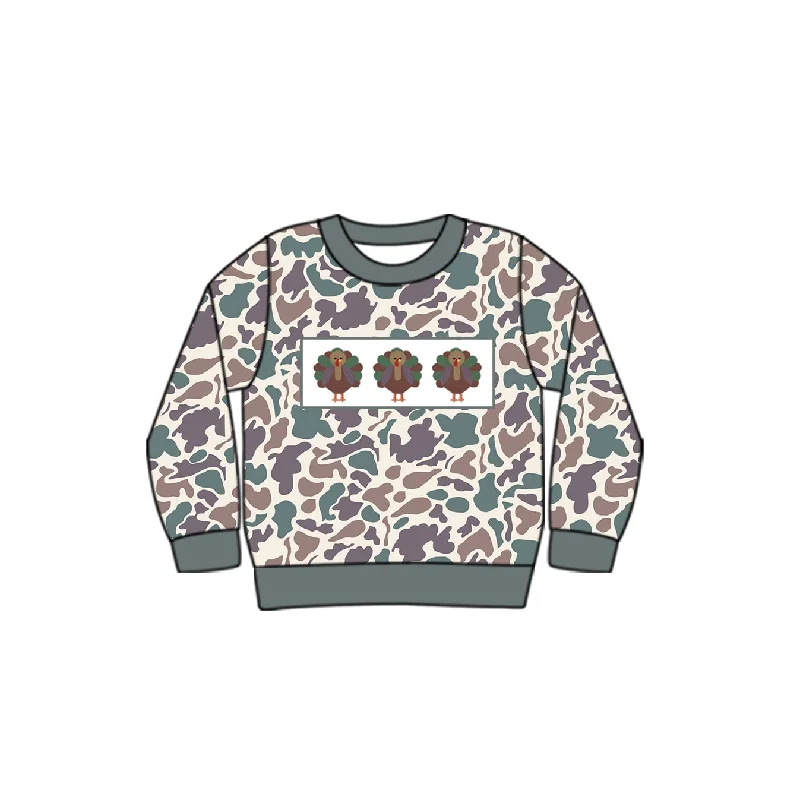 Preorder BT0863 Turkey camouflage rice green long sleeve top high quality wholesale