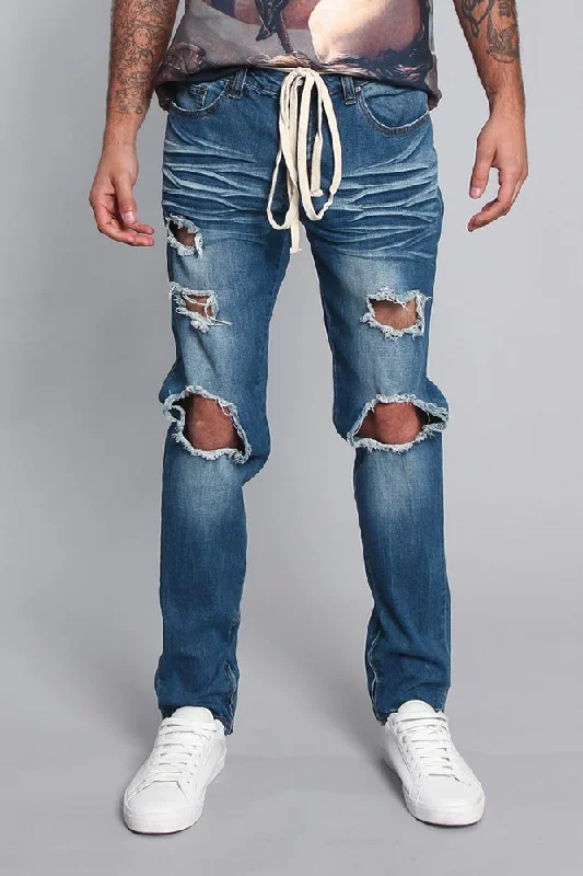 Distressed Fade Denim Jeans