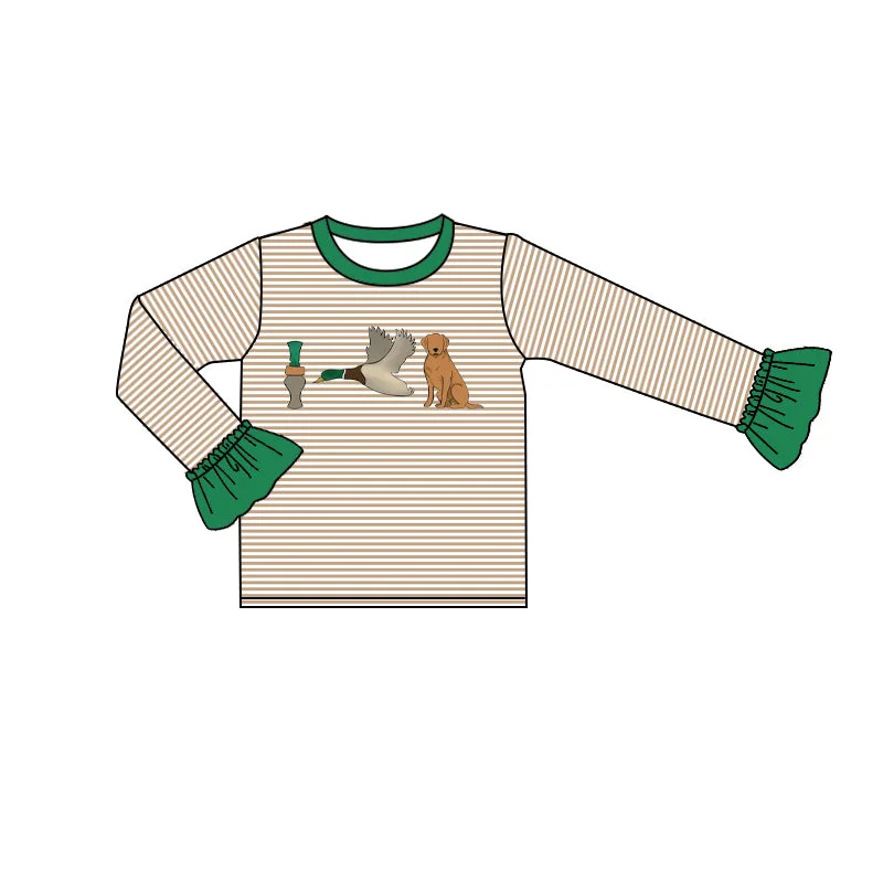 Preorder GT0769 Bottle Duck Puppy striped lace long sleeve top