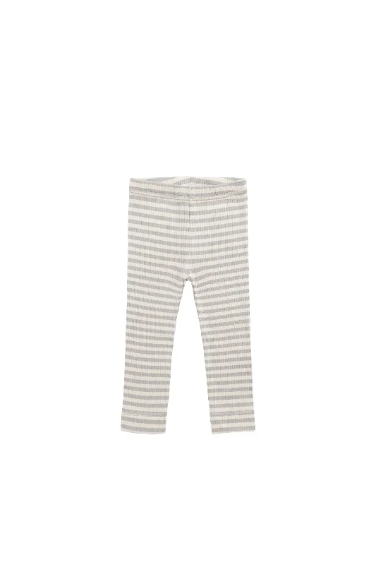 Organic Cotton Modal Everyday Legging - Narrow Stripe Gazelle/Oat