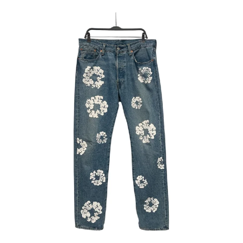 DENIM TEARS/Straight Pants/34/Cotton/BLU/COTTON WREATH