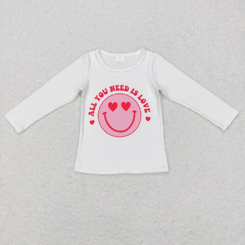 GT0388 Valentine Love Pink  Girls Long Sleeve Top T-shirts