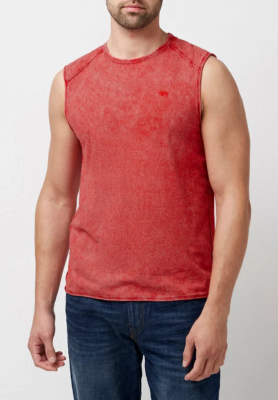 Sleeveless Karmola Optic Wash Red Tank Top - BM23848