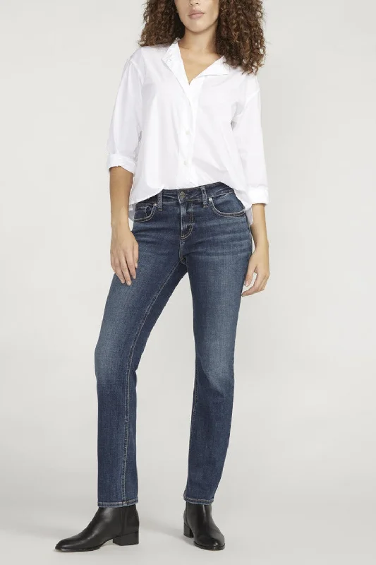 Silver Jeans Co. Elyse Comfort Fit Mid Rise Straight Leg Jeans