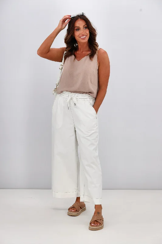 Elm Greta Wide Leg Pant White