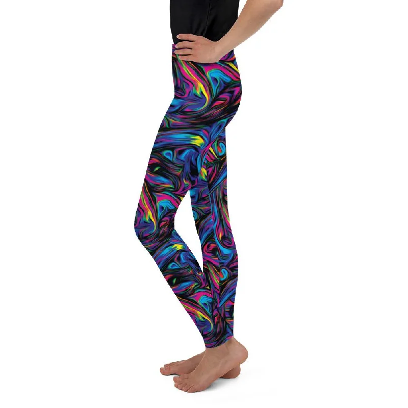 Psychedelic Neon Paint Youth Leggings