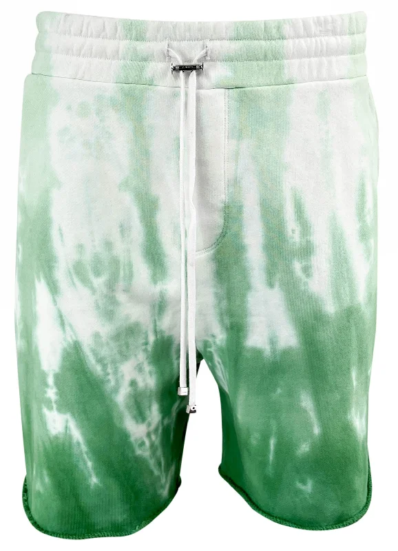 Amiri Tie-Dye Jogger Shorts in White/Green