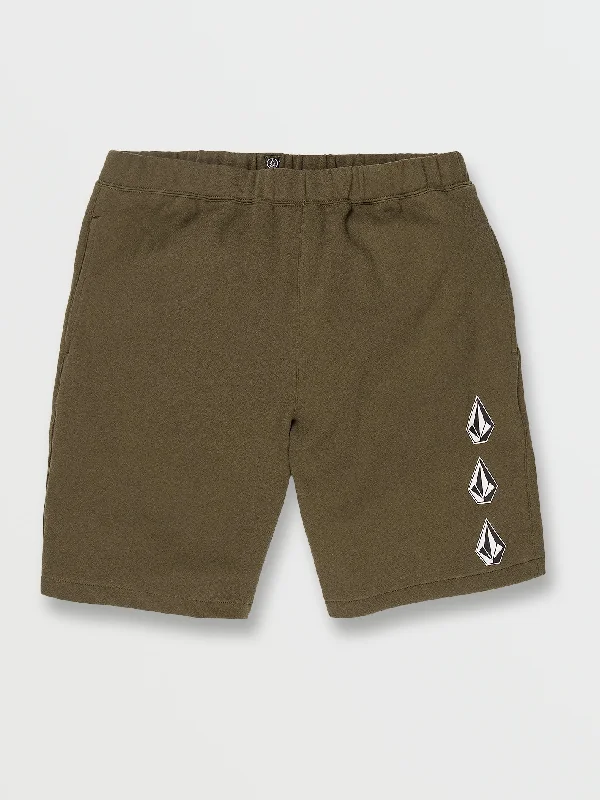 Iconic Stone Fleece Shorts - Military