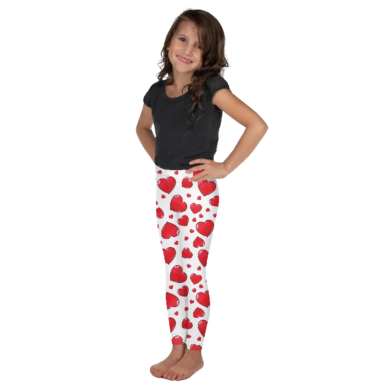 Red Heart Shaped Balloons Kid's Leggings