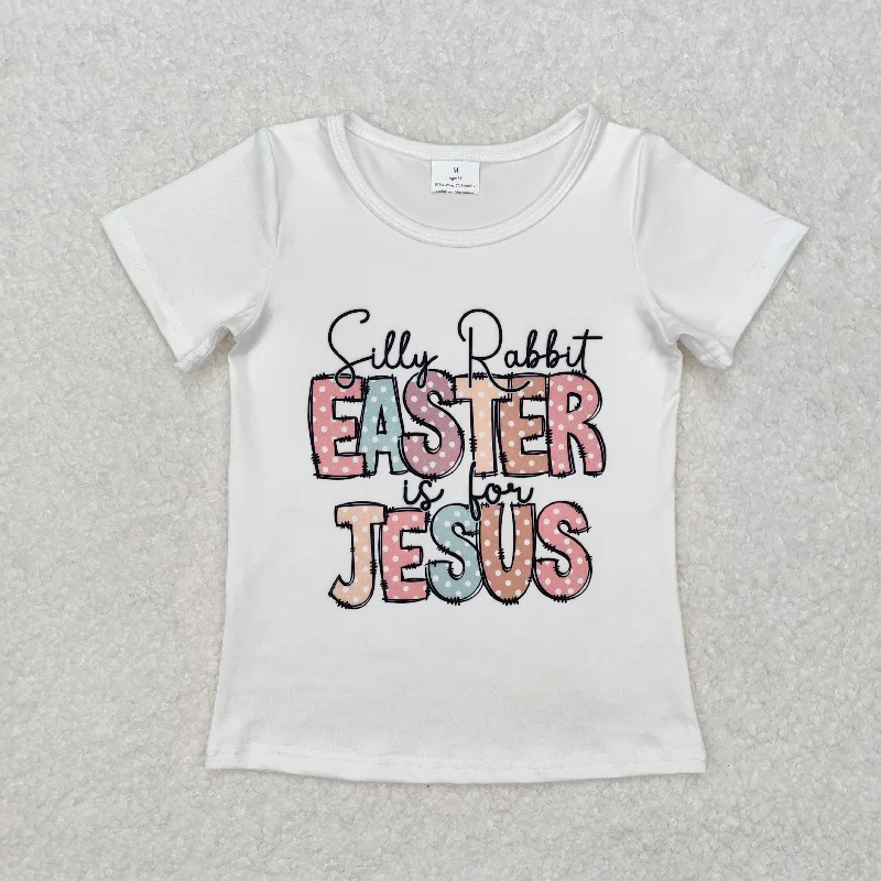 GT0898 Easter Jesus Girls  t-shirts White short sleeve top boutique outfit  202412RTS